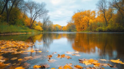 Sticker - Autumn River Reflections