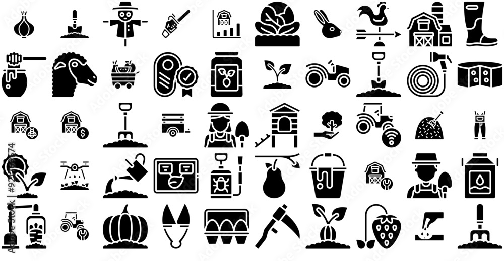 Mega Set Of Vector Farming Glyph Vector Symbols Apps, Websites Ui ...