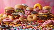 © Thares2020 - Colorful Overflowing Pile of Assorted Junk Food on Vibrant Background