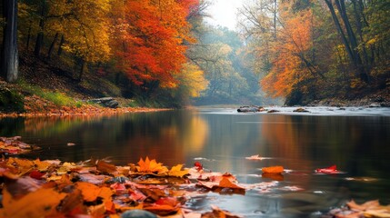 Sticker - Autumn River Reflections