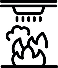 Poster - Fire sprinkler system is spraying water on a fire, extinguishing the flames and preventing further damage