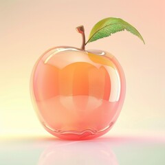 Poster - A glossy, stylized apple with a leaf, showcasing a modern, artistic design.