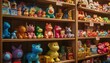 © Катя О - Colorful display of plush toys and collectibles in a quaint toy shop during the day