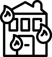 Poster - Simple vector showing a house surrounded by flames, good illustration for fire safety concepts