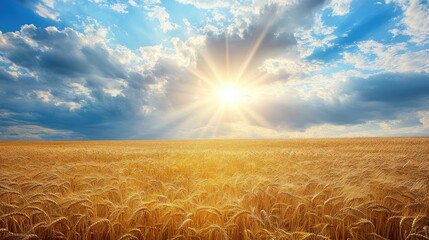 Sticker - Golden Wheat Field at Sunset