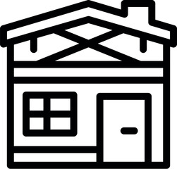 Poster - Simple black and white icon of a house showing roof construction with wooden beams