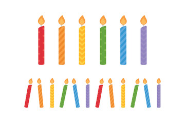 Wall Mural - Set of colorful patterned candles illustration. Baby and kids party decoration.	