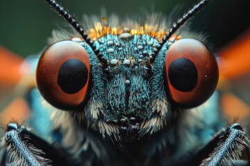 Wall Mural - Macro shot of a beautiful closeup of a bright and colorful insect