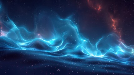 Wall Mural - Abstract Glow of Blue Light in the Night Sky