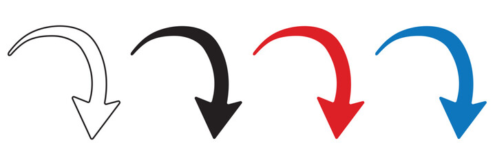 Poster - Curved arrow icon vector. Arrow pointer icon sign symbol in trendy flat style.