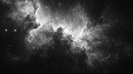 Wall Mural - Black and White Starry Sky with Nebula.