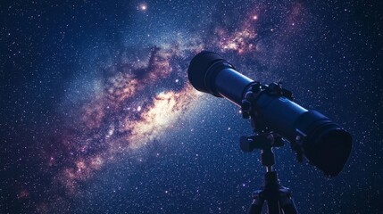 Wall Mural - Telescope pointed at the night sky with the Milky Way.
