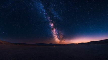 Wall Mural - Milky Way Over Desert Landscape.