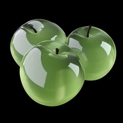 Canvas Print - A trio of glossy green apples with a shiny surface.