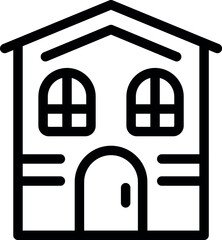 Poster - Simple black and white icon of a small house, representing concepts such as home ownership, real estate, and comfortable living
