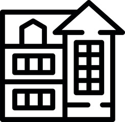 Simple line art icon of a modern two story townhouse with multiple windows