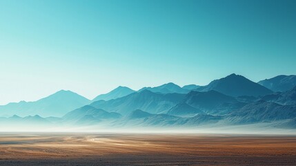 Vast Blue Mountains Overlooking Brown Desert