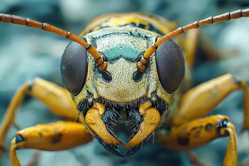 Wall Mural - Macro shot of a beautiful closeup of a bright and colorful insect