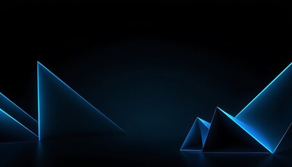 Aufkleber - Black dark blue abstract background. Geometric shape. Line angle triangle stripe polygon. Color gradient. 3d effect. Glow metallic electric light. Web banner. Wide. Panoramic. Design. Template.9