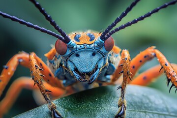 Wall Mural - Macro shot of a beautiful closeup of a bright and colorful insect