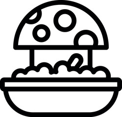 Poster - Simple vector icon of a mushroom house growing out of a pot of soil, evoking themes of fairytale and fantasy