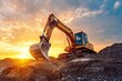 © Mikki Orso - Sunset construction site  heavy excavator at work for civil engineering and real estate development