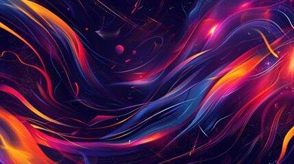 Poster - Dynamic abstract background with bold flowing shapes, vibrant colors, and geometric patterns