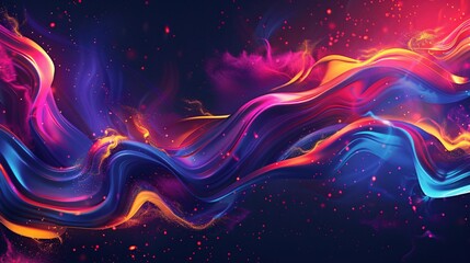 Poster - Dynamic abstract background featuring bold flowing shapes, vibrant colors, and swirling geometric patterns