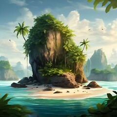 Wall Mural - tropical island with palm trees