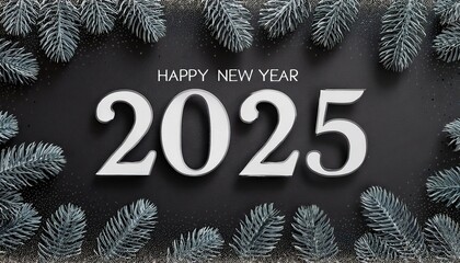 Wall Mural - Happy New Year 2025 beautiful sparkling design of numbers on Dark elegant background
