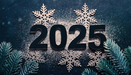 Wall Mural - Happy New Year 2025 beautiful sparkling design of numbers on Dark elegant background