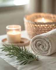 Wall Mural - A closeup of a massage table with a rolled towel