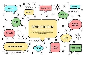 Poster - a set of speech bubbles with different shapes and text samples inside