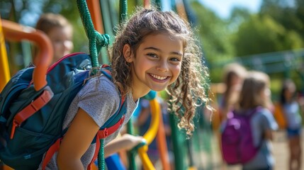 Happy Girl On A Playground.