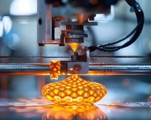 Poster - Cutting Edge 3D Printer Fabricating Complex Object Layer by Layer Technology Concept