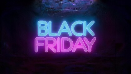 Vibrant neon sign showcasing 'Black Friday' with a colorful glow, ideal for promotional content and seasonal marketing.