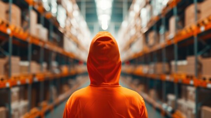 A warehouse worker using a handheld scanner to track inventory and manage supply levels efficiently within a technologically advanced storage facility.