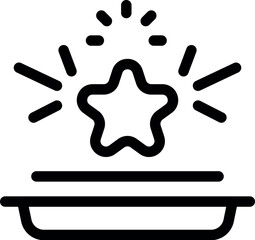 Poster - Simple line art illustration of a star shining brightly above an empty tray, symbolizing untapped potential and the pursuit of achievement