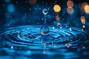 A large blue drop of water. Generative AI