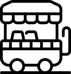 Poster - Line art icon of a street food cart, perfect for representing street food vendors and mobile eateries