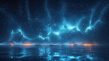 Wall Mural - Night Sky with Aurora Borealis Reflection