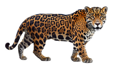 Jaguar Standing on a White