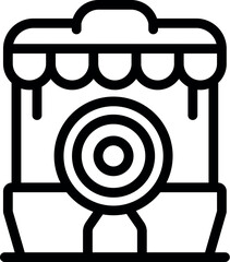 Poster - Simple line icon of a shooting range kiosk with a target, perfect for representing entertainment and aiming concepts