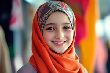 Wall Mural - islamic girl smile portrait scarf