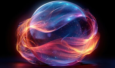 Wall Mural - Abstract glowing sphere with colorful streaks