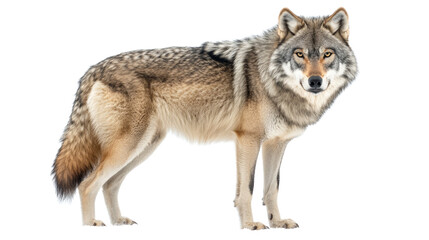 Gray Wolf Standing on White