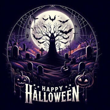 This mysterious illustration is created for Happy Halloween festival