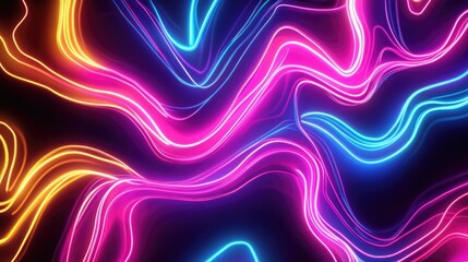 Canvas Print - Vibrant neon lights pulsating in abstract patterns