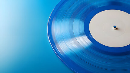 Wall Mural - Blue and white 45 rpm vinyl record with copy space