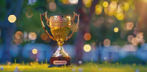 Golden trophy on blurred background